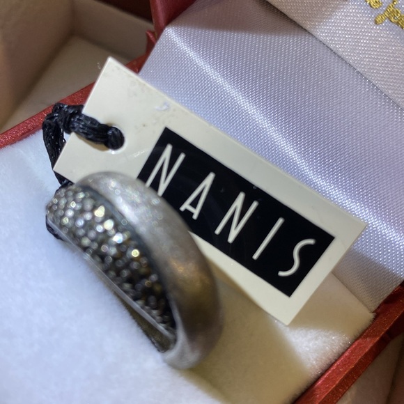 NWT NANIS Jewelers Brushed Sterling Silver and gemstone Cross Over Ring |Size 7 - Picture 6 of 13